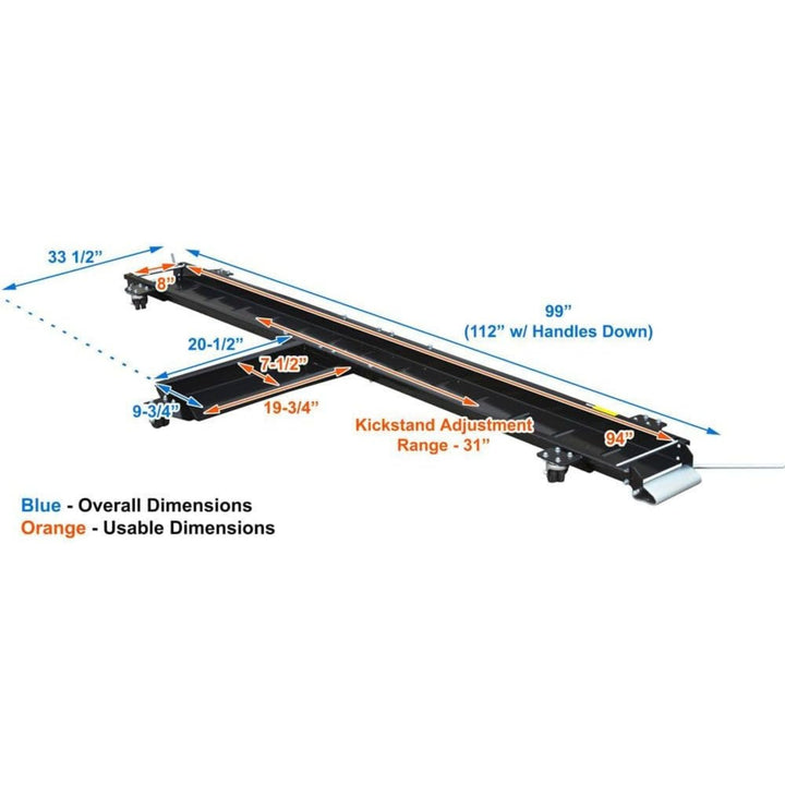 Black Widow Heavy Duty Motorcycle Dolly and Cruiser Garage Storage Ramp, Black