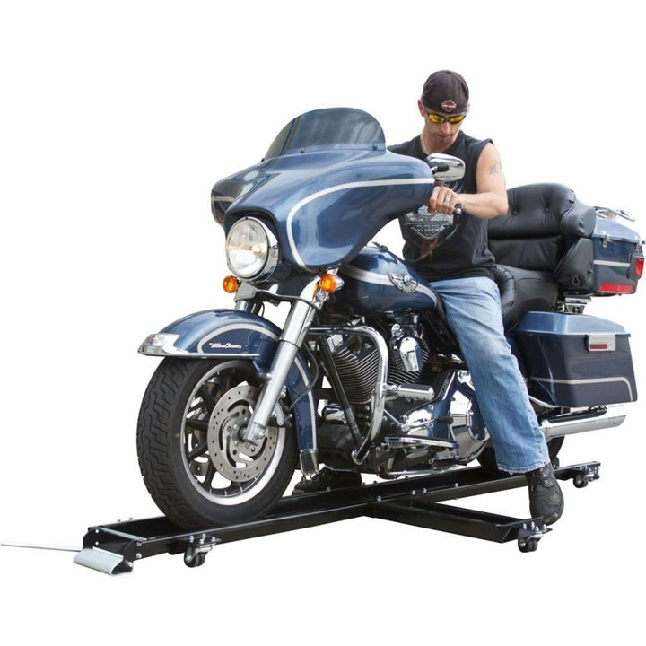 Black Widow Heavy Duty Motorcycle Dolly and Cruiser Garage Storage Ramp, Black