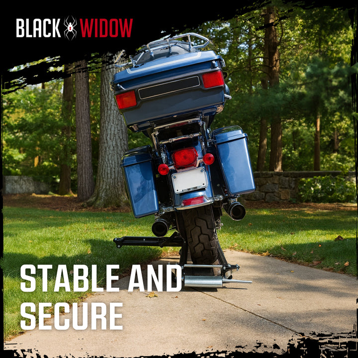 Black Widow Heavy Duty Motorcycle Dolly and Cruiser Garage Storage Ramp, Black