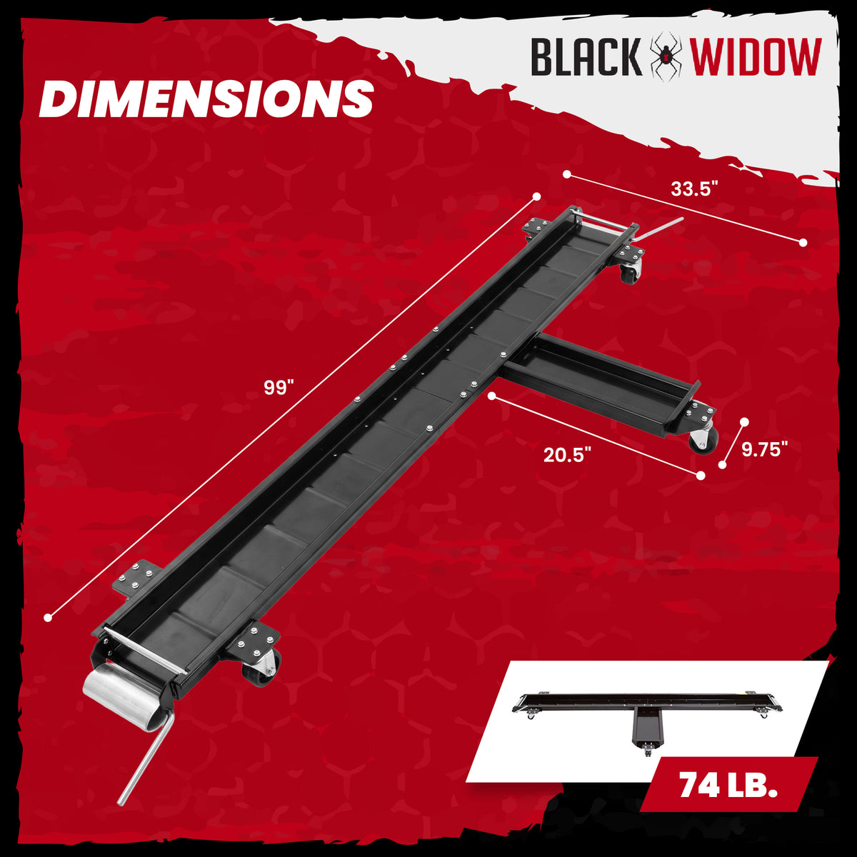 Black Widow Heavy Duty Motorcycle Dolly and Cruiser Garage Storage Ramp, Black - VMInnovations