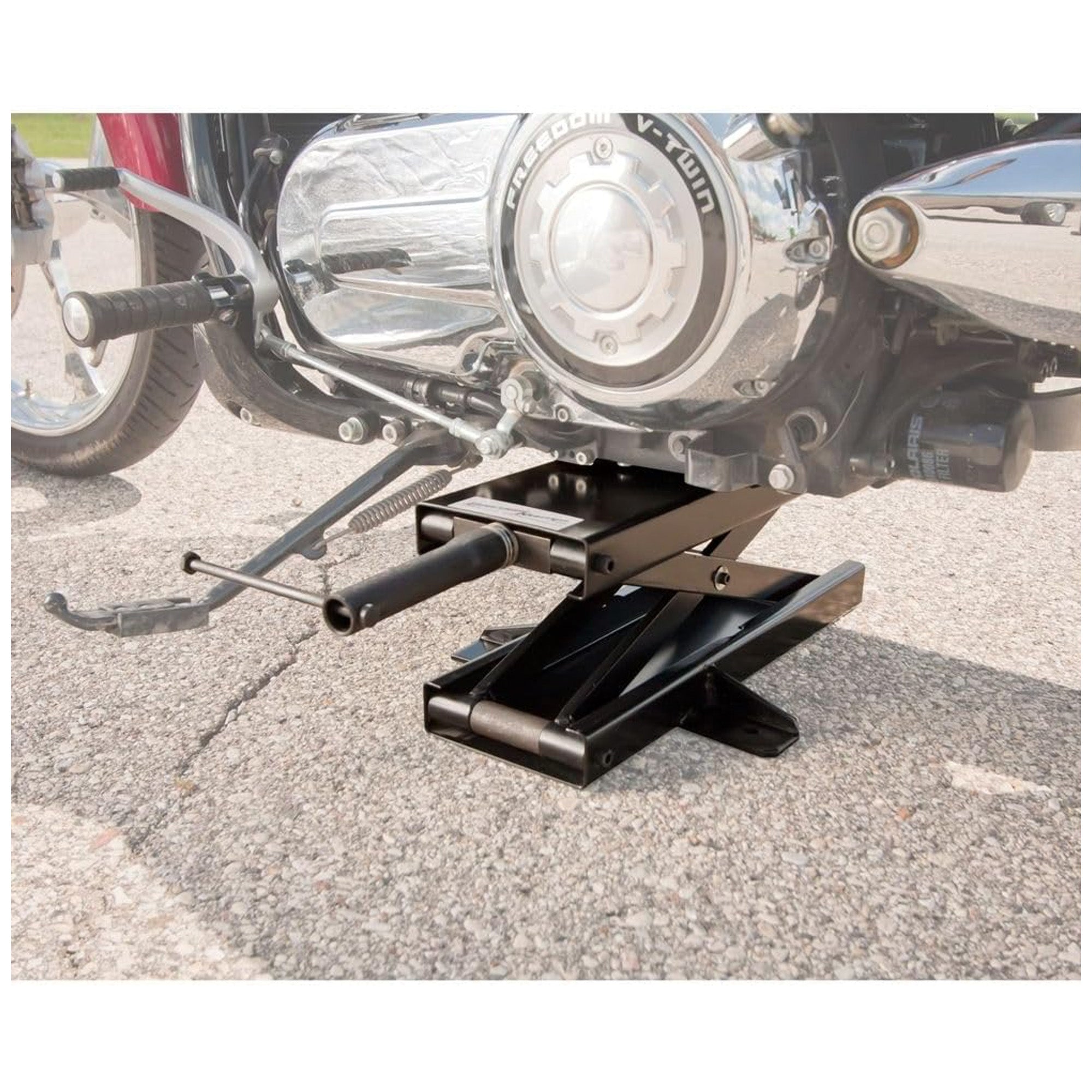 Black Widow Steel Motorcycle Jack for Front/Rear Tires, 3.75"-16.25"  (Used) - VMInnovations