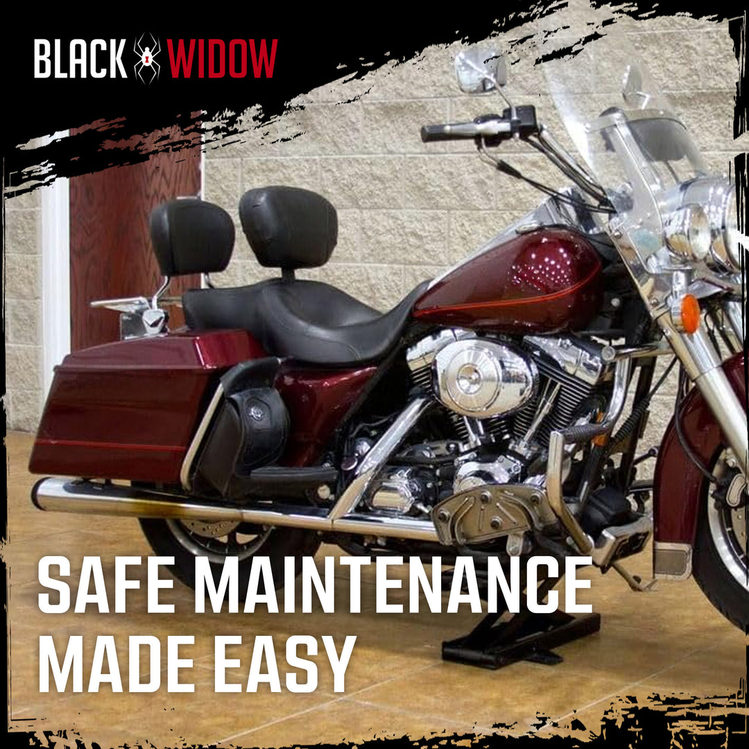 Black Widow Steel Motorcycle Jack for Front/Rear Tires, 3.75"-16.25" Lift Height