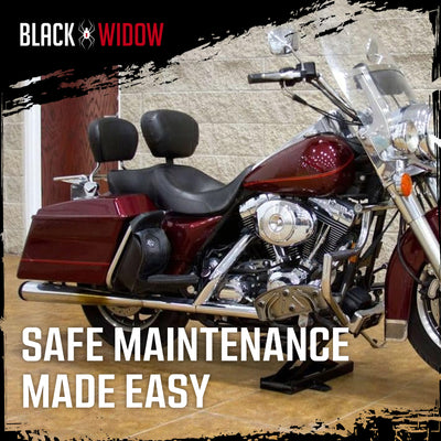 Black Widow Steel Motorcycle Jack for Front/Rear Tires, 3.75"-16.25" Lift Height - VMInnovations