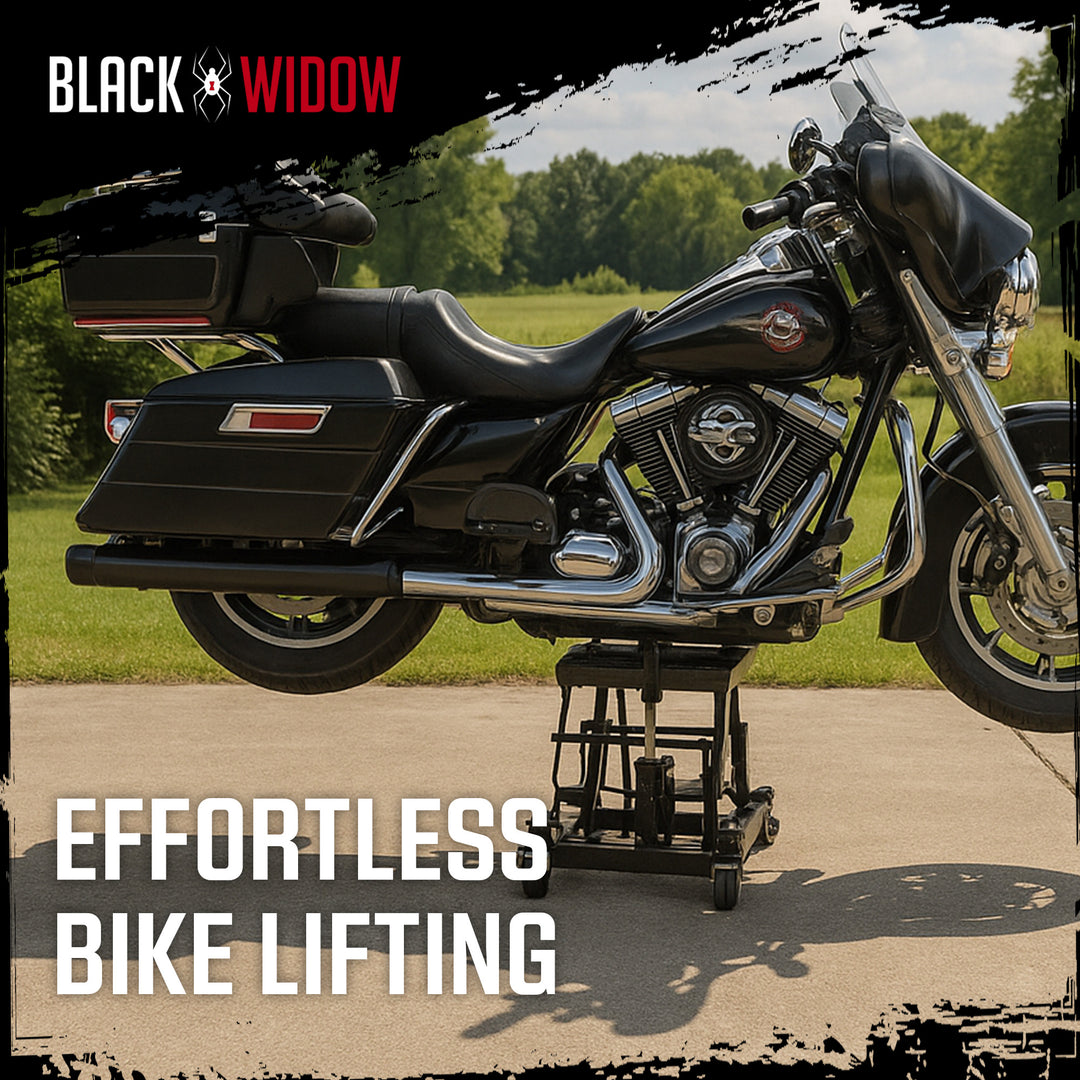 Black Widow Motorcycle and ATV Hydraulic Lift Jack Stand up to 1500 Pound, Black