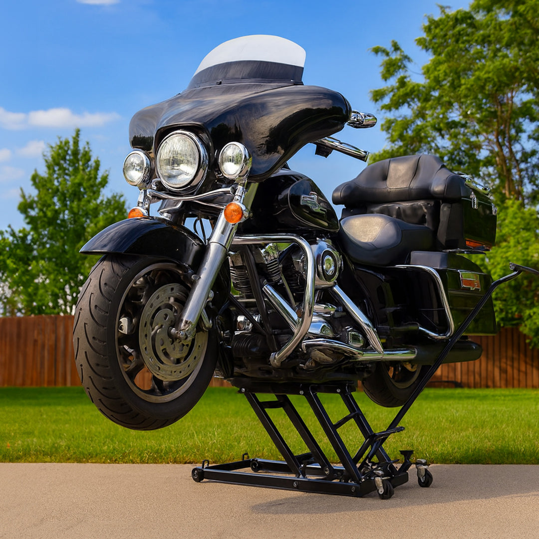 Black Widow Motorcycle and ATV Hydraulic Lift Jack Stand up to 1500 Pound, Black