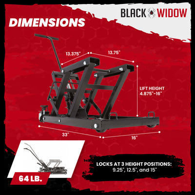 Black Widow Motorcycle and ATV Hydraulic Lift Jack Stand up to 1500 Pound, Black - VMInnovations