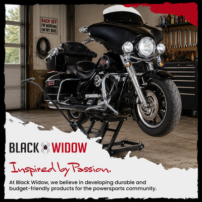 Black Widow Motorcycle and ATV Hydraulic Lift Jack Stand up to 1500 Pound, Black - VMInnovations