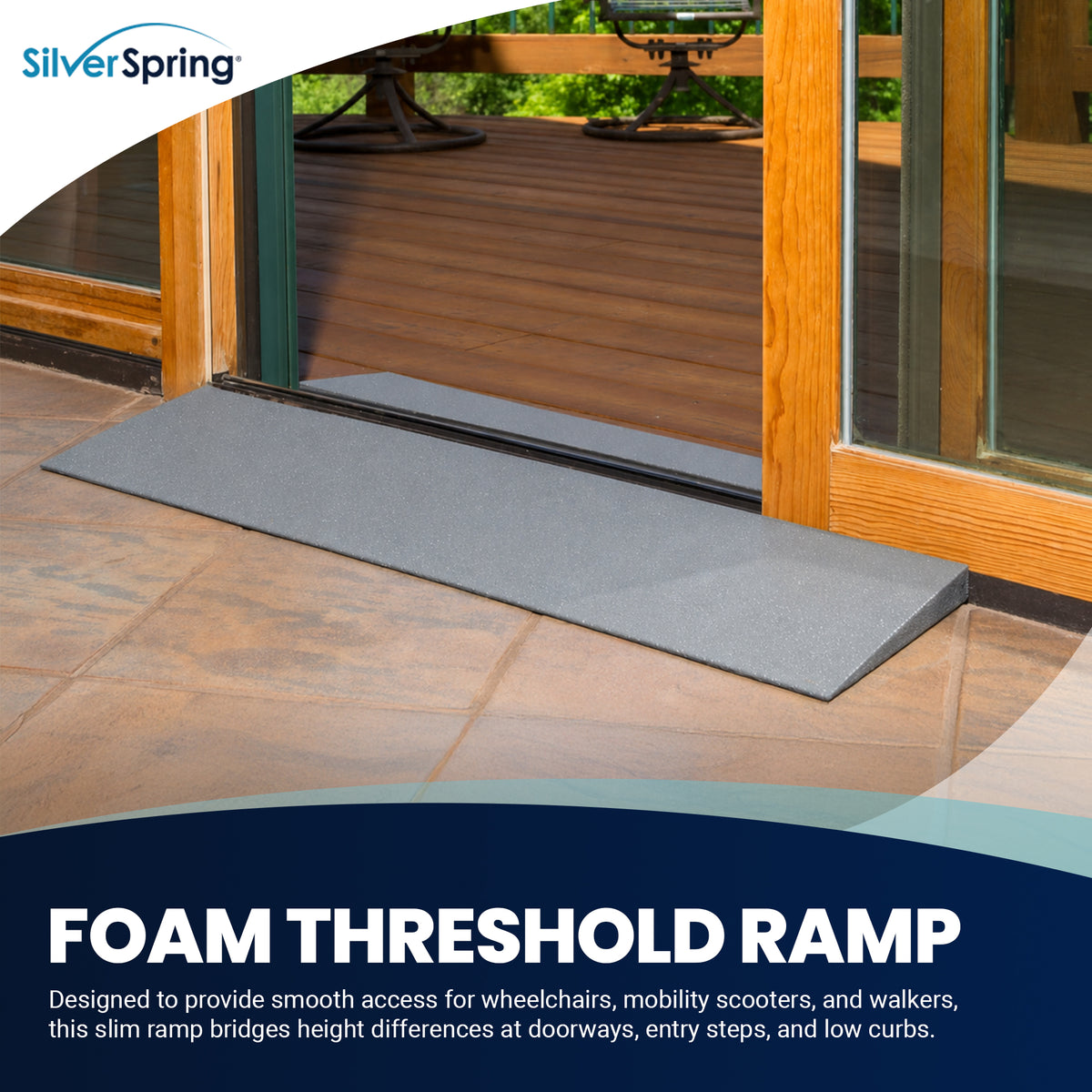 VersaRamp Lightweight Foam Threshold Ramp for Wheelchairs, 1.5 Inch Rise, Gray - VMInnovations