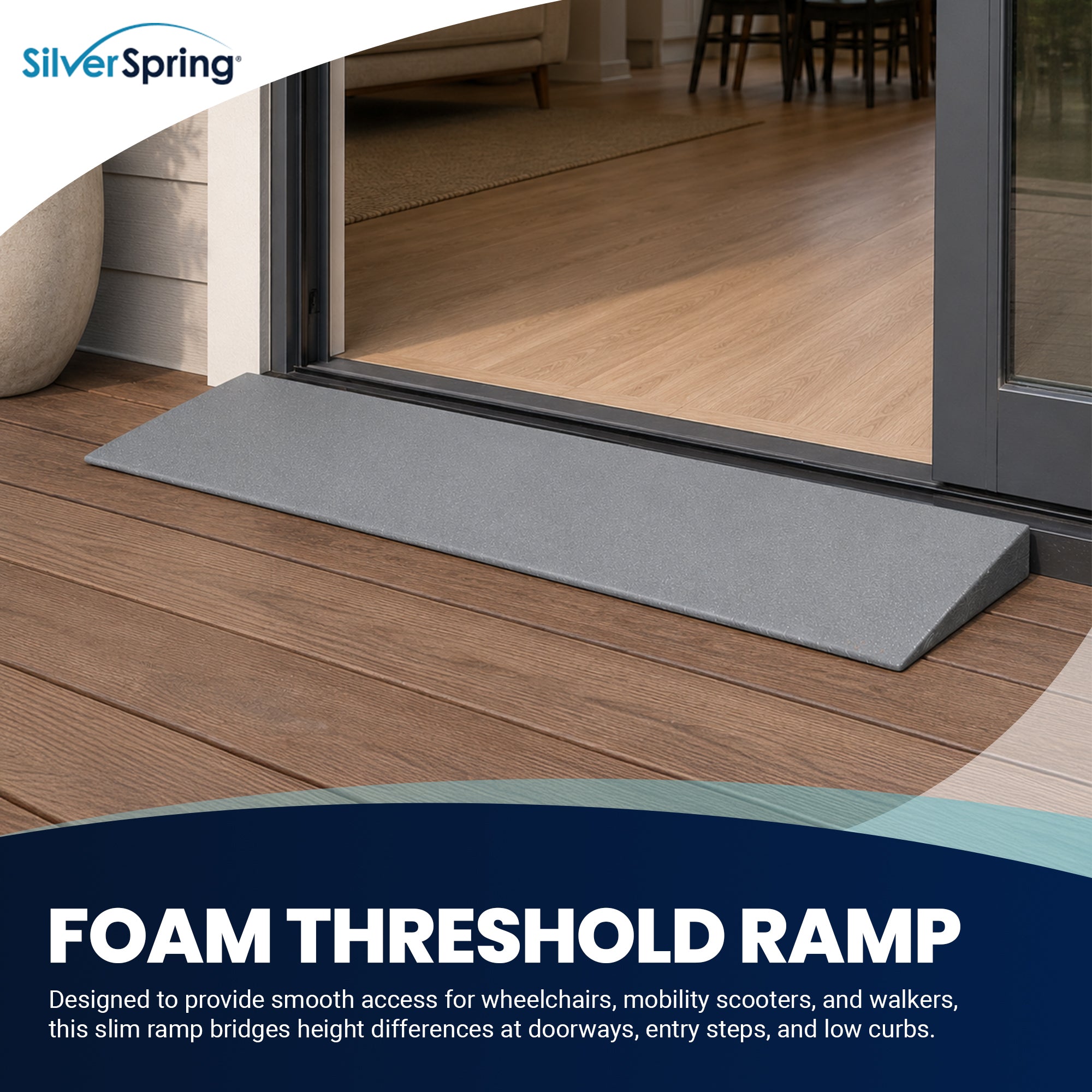 VersaRamp Lightweight Foam Threshold Ramp for Wheelchairs, 2 Inch Rise, Gray - VMInnovations