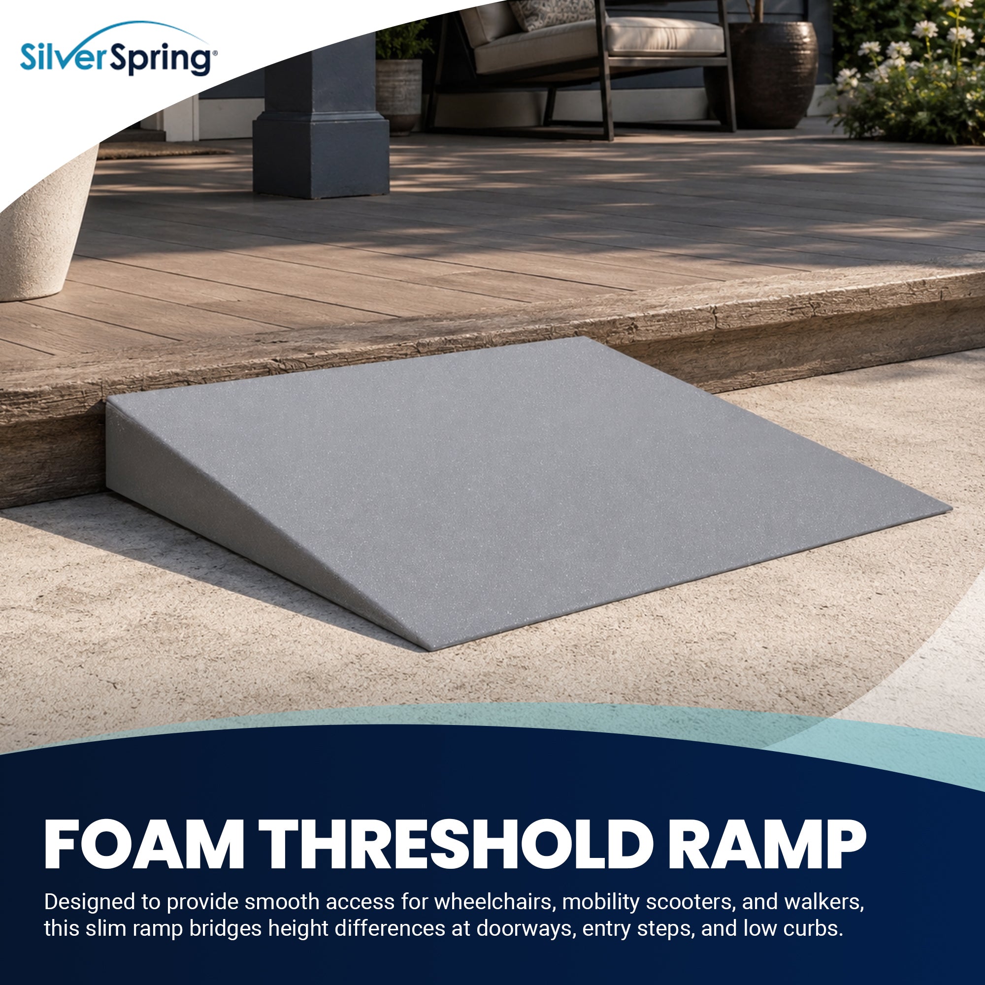 VersaRamp Lightweight Foam Threshold Ramp for Wheelchairs, 4 Inch Rise, Gray - VMInnovations