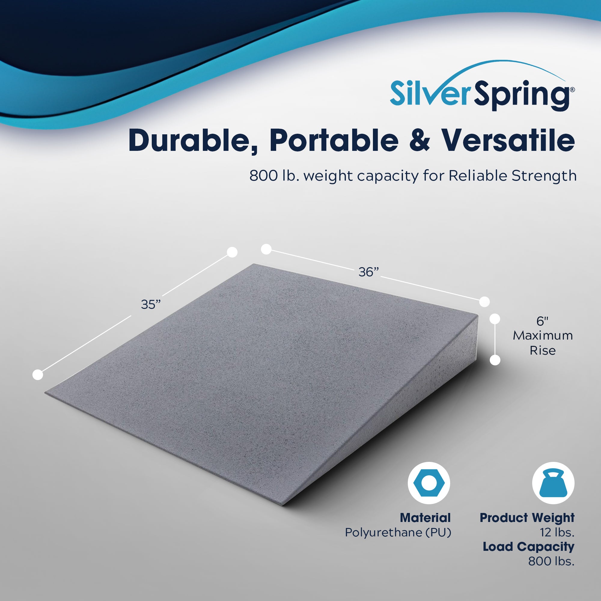 VersaRamp Lightweight Foam Threshold Ramp for Wheelchairs, 6 Inch Rise, Gray - VMInnovations