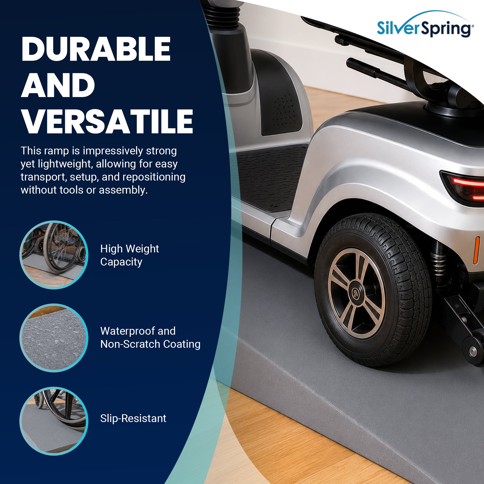 VersaRamp Lightweight Foam Threshold Ramp for Wheelchairs, 6 Inch Rise, Gray - VMInnovations