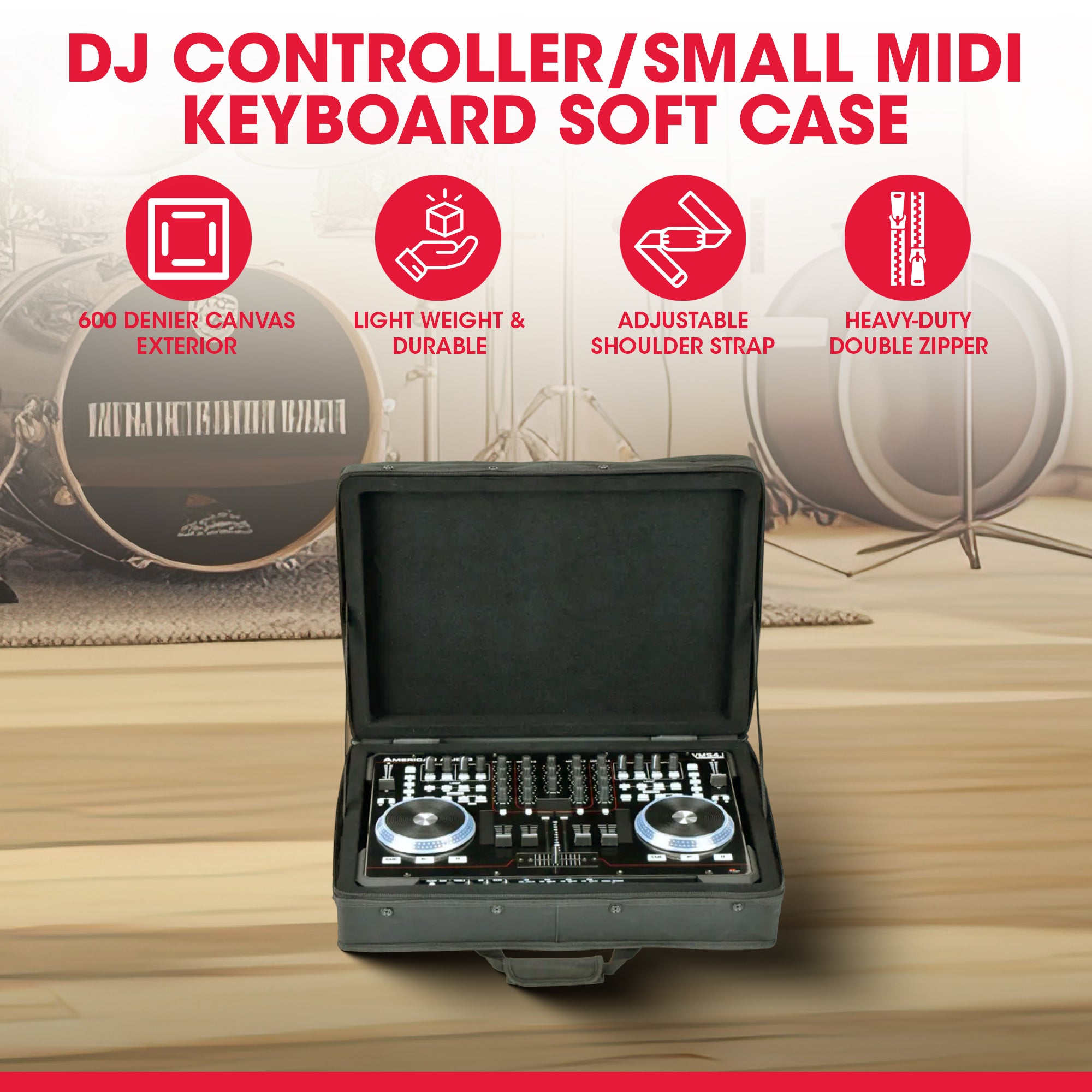 SKB 19”x13” DJ Controller & Small MIDI Keyboard Soft Case Padded Bag, Black - VMInnovations
