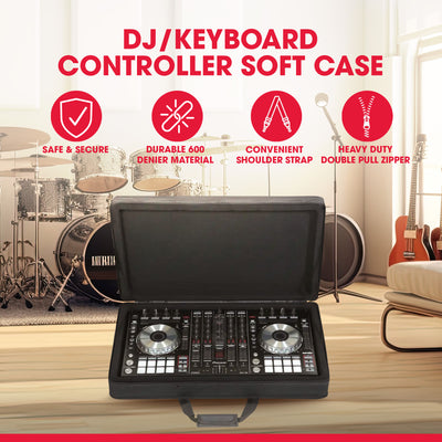 SKB 27”x14” DJ Controller & Small MIDI Keyboard Soft Case Padded Bag, Black