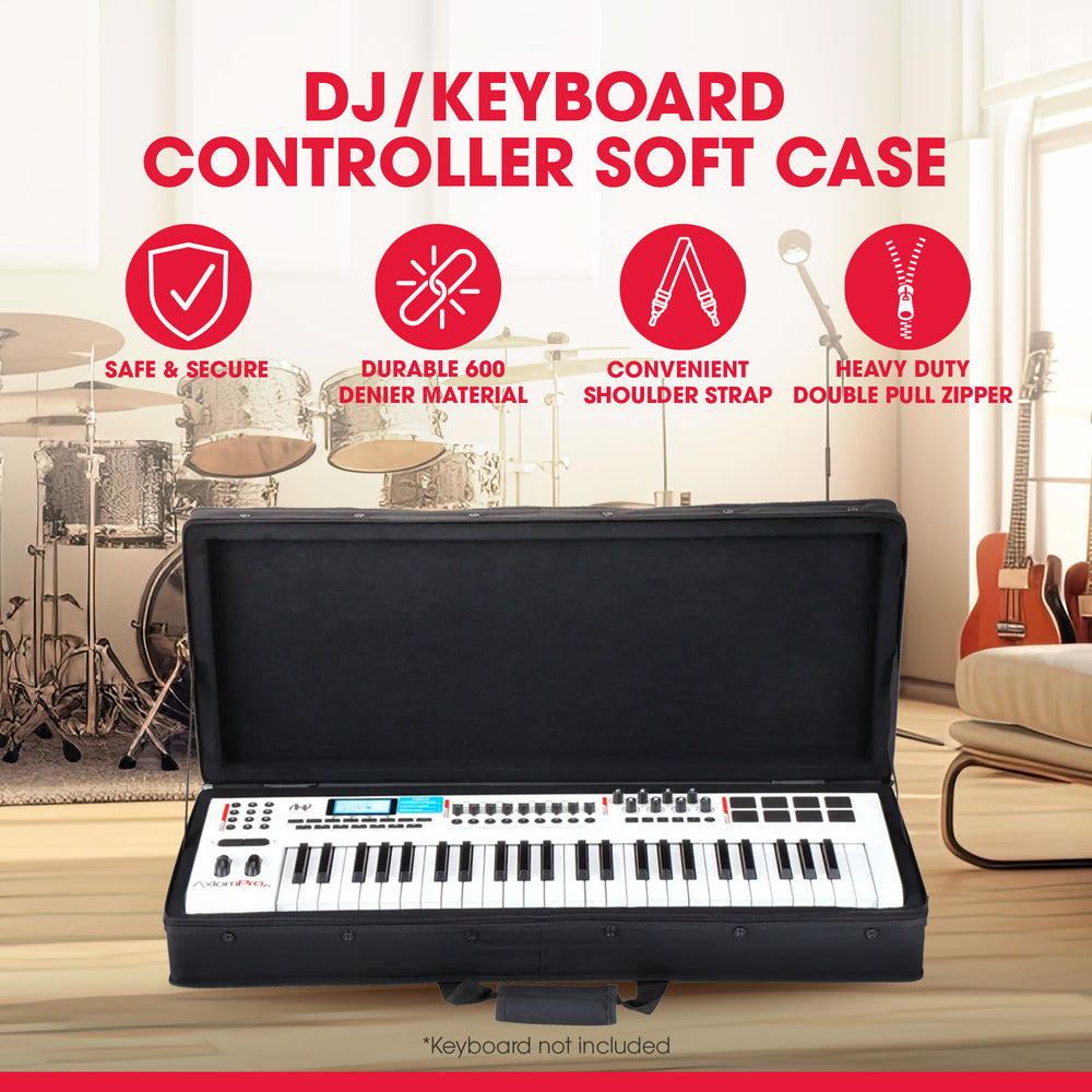 SKB 32”x12” DJ Controller & Small MIDI Keyboard Soft Case Padded Bag, Black - VMInnovations
