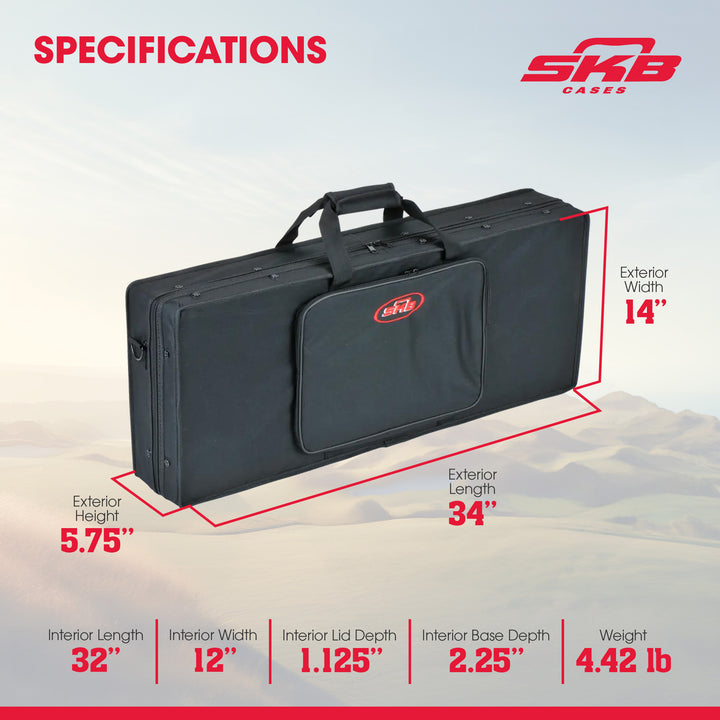 SKB 32”x12” DJ Controller & Small MIDI Keyboard Soft Case Padded Bag, Black - VMInnovations