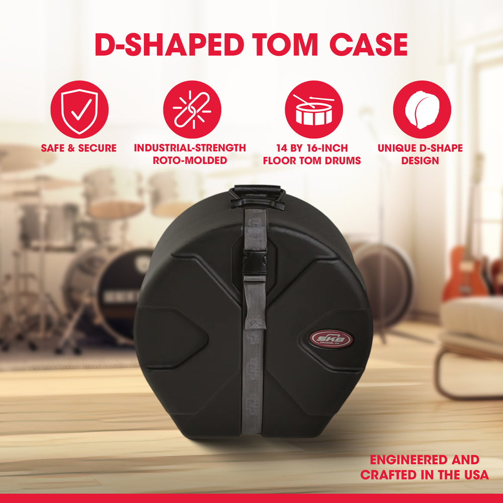 SKB 10" x 10" Tom Case with Padded Interior and D-Shaped Drum Design, Black - VMInnovations