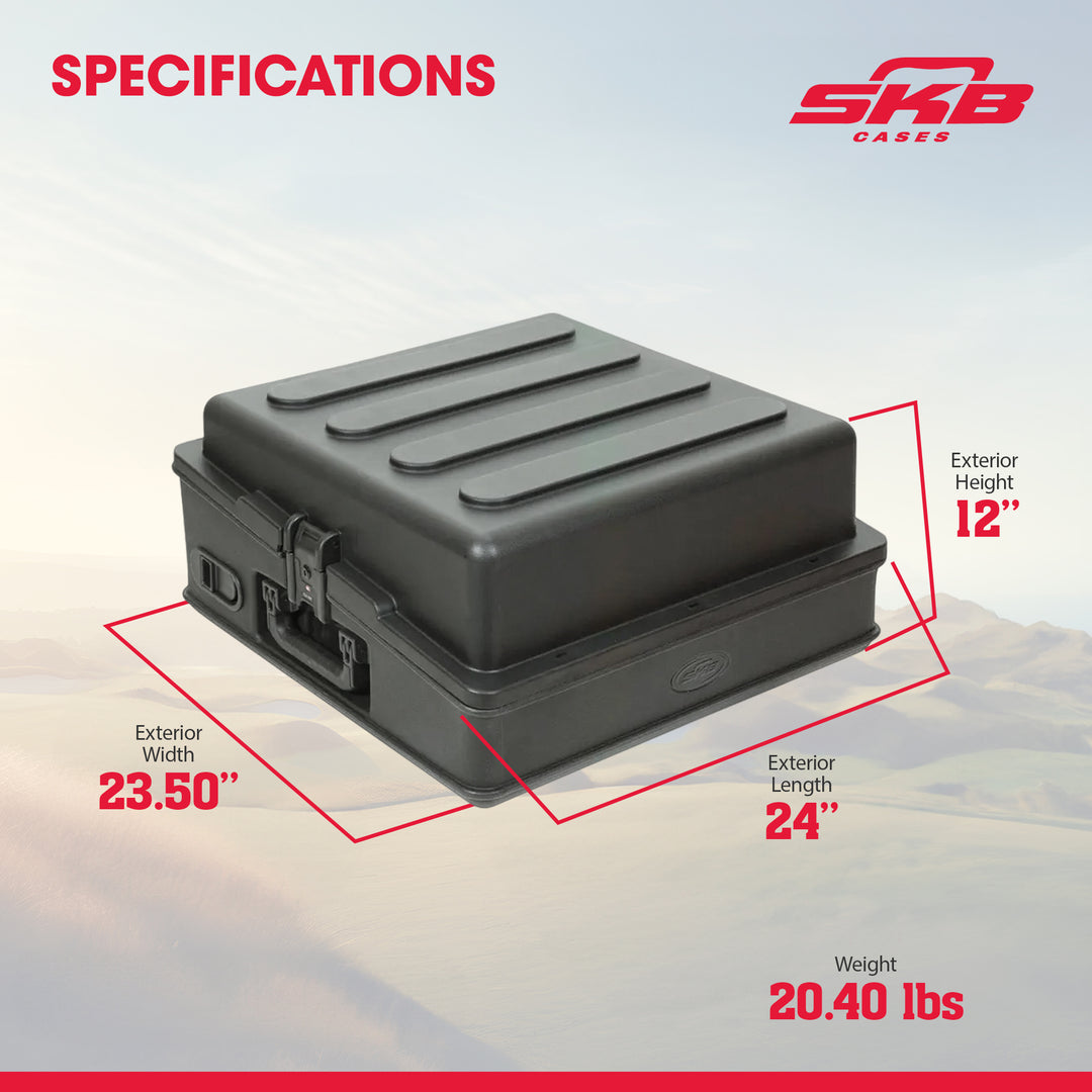 SKB Roto Rack/Mixer Top Console, 10U Slanted Rackmount with, Hard Lid and Door