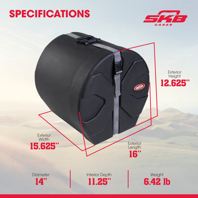 SKB 9" x 12" Tom Case with Padded Interior and D-Shaped Drum Design, Black - VMInnovations