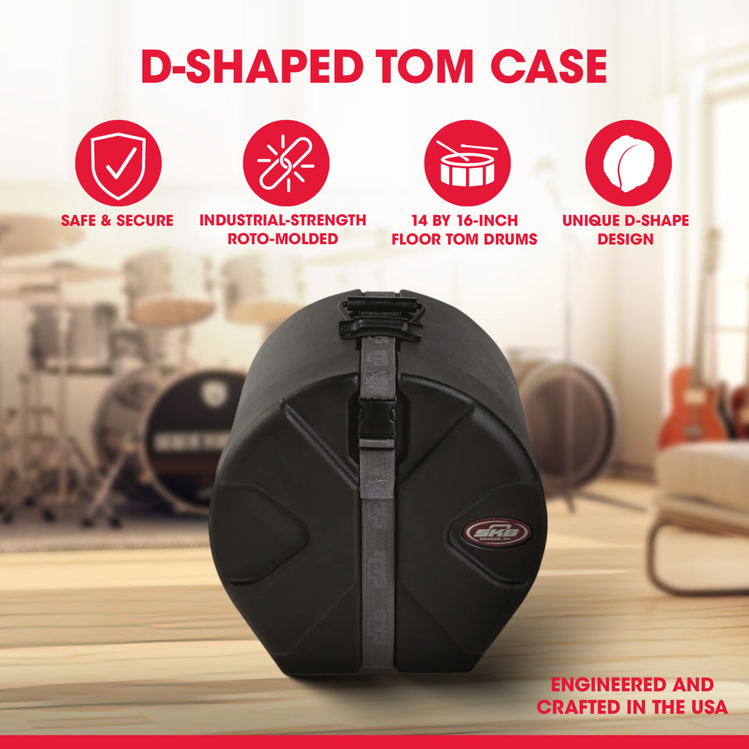 SKB 9" x 12" Tom Case with Padded Interior and D-Shaped Drum Design, Black