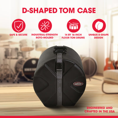 SKB 9" x 12" Tom Case with Padded Interior and D-Shaped Drum Design, Black (Open Box)