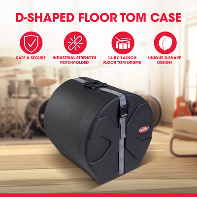 SKB 14" x 14" Floor Tom Case with Padded Interior and D-Shaped Drum Design - VMInnovations