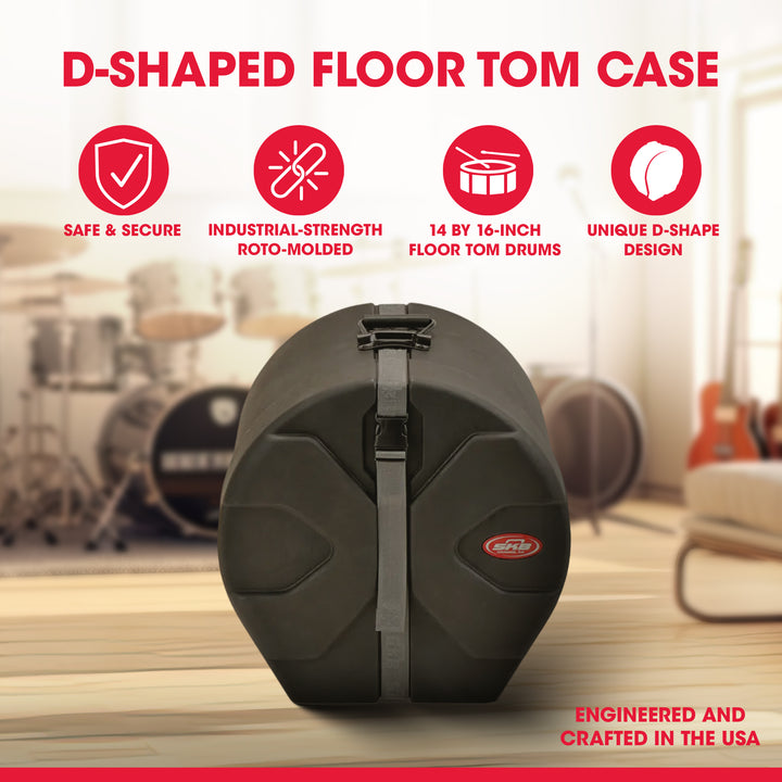 SKB 14" x 16" Tom Case with Padded Interior and D-Shaped Drum Design