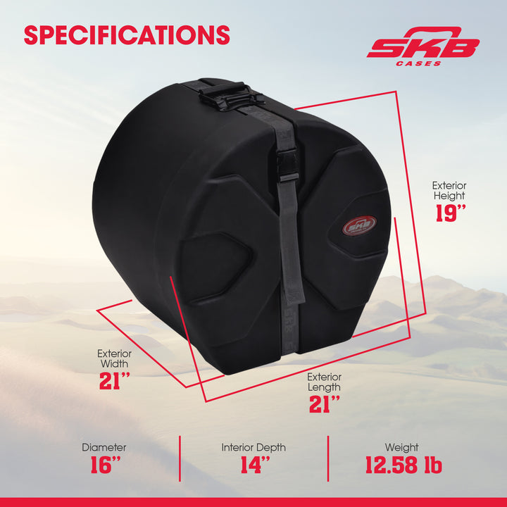 SKB 14" x 16" Tom Case with Padded Interior and D-Shaped Drum Design