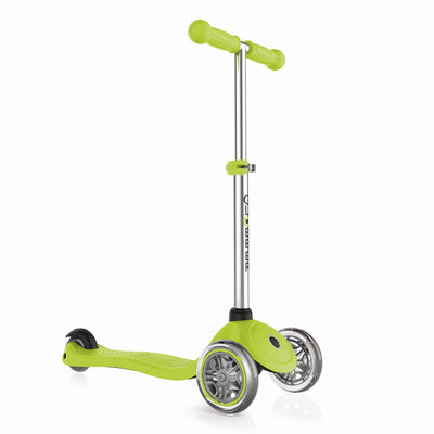 Globber Primo 3-Wheel Adjustable Kids Kick Scooter with Comfort Grips, Green