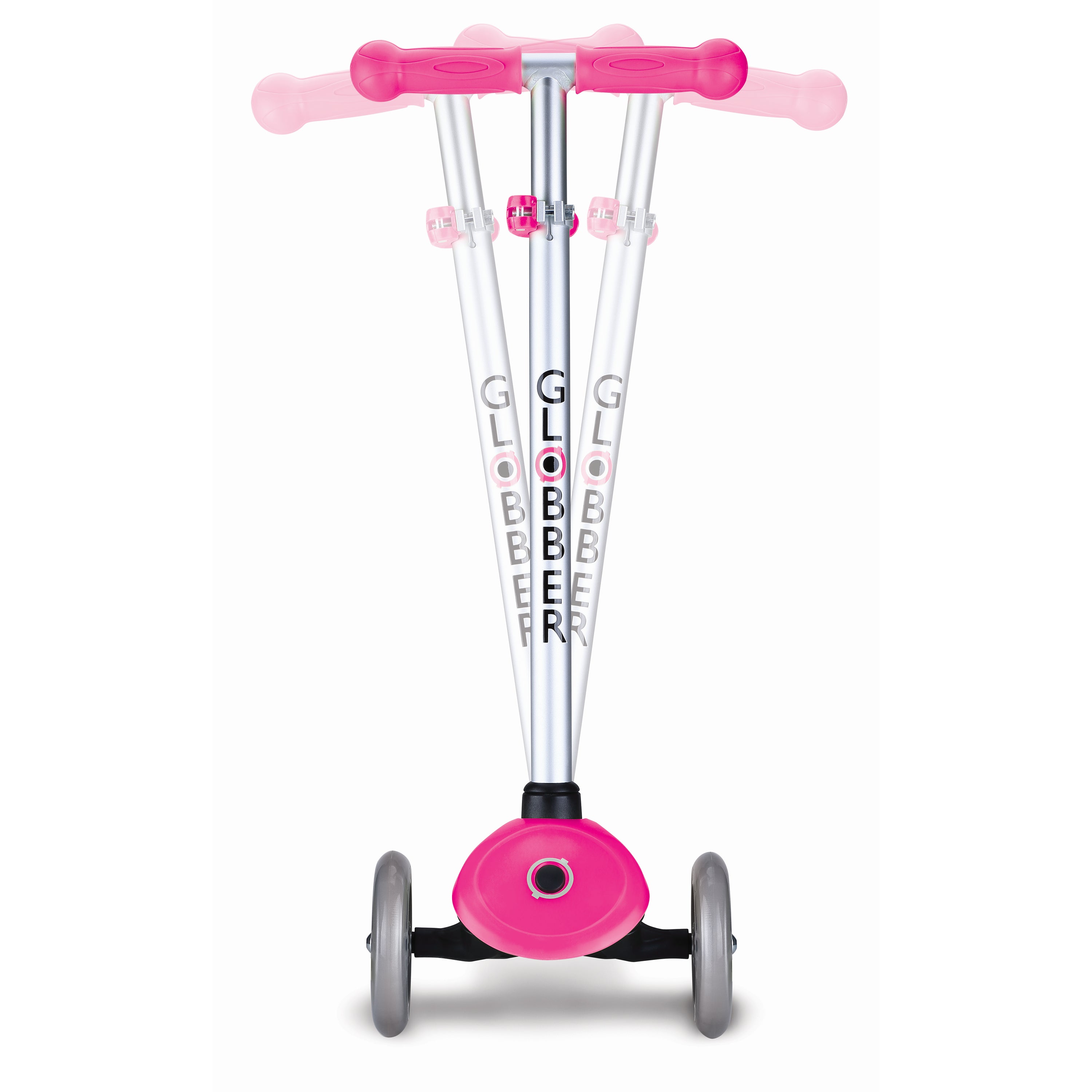 Globber Primo 3-Wheel Pink Kids Kick Scooter Bundle with Razor V17 Youth Helmet
