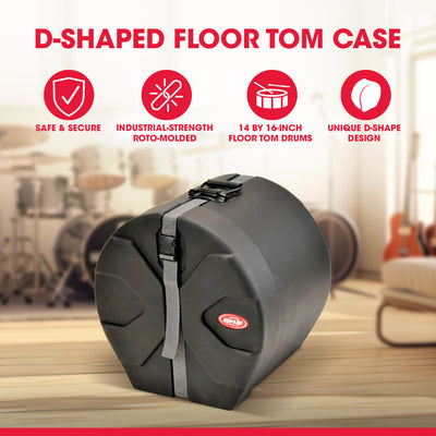 SKB Floor Tom Case with Padded Interior and D-Shaped Drum Design (Open Box)