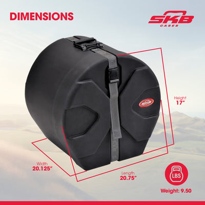 SKB Floor Tom Case with Padded Interior and D-Shaped Drum Design (Open Box)
