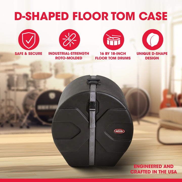 SKB 16" x 18" Floor Tom Case with Padded Interior and D-Shaped Drum Design