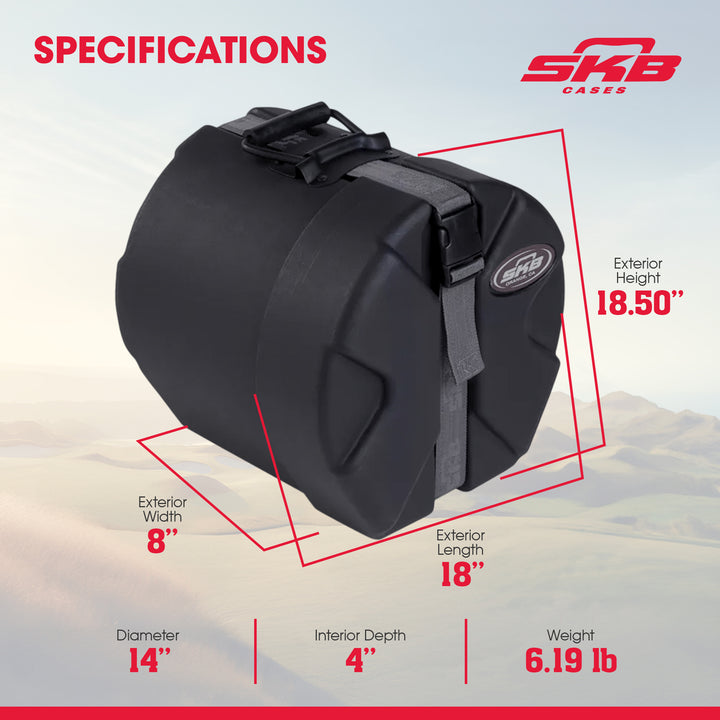 SKB 4" x 14" Snare Case with Padded Interior and D-Shaped Drum Design