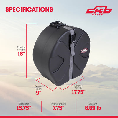 SKB 5.5" x 14" Snare Case with Padded Interior and D-Shaped Drum Design - VMInnovations