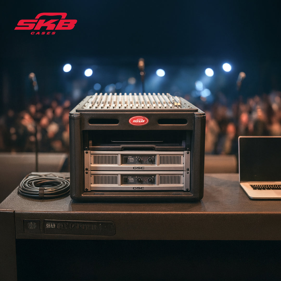 SKB Roto Rack/Mixer Console, 10U Slanted Rackmount on top, 4U Rackmount in Front