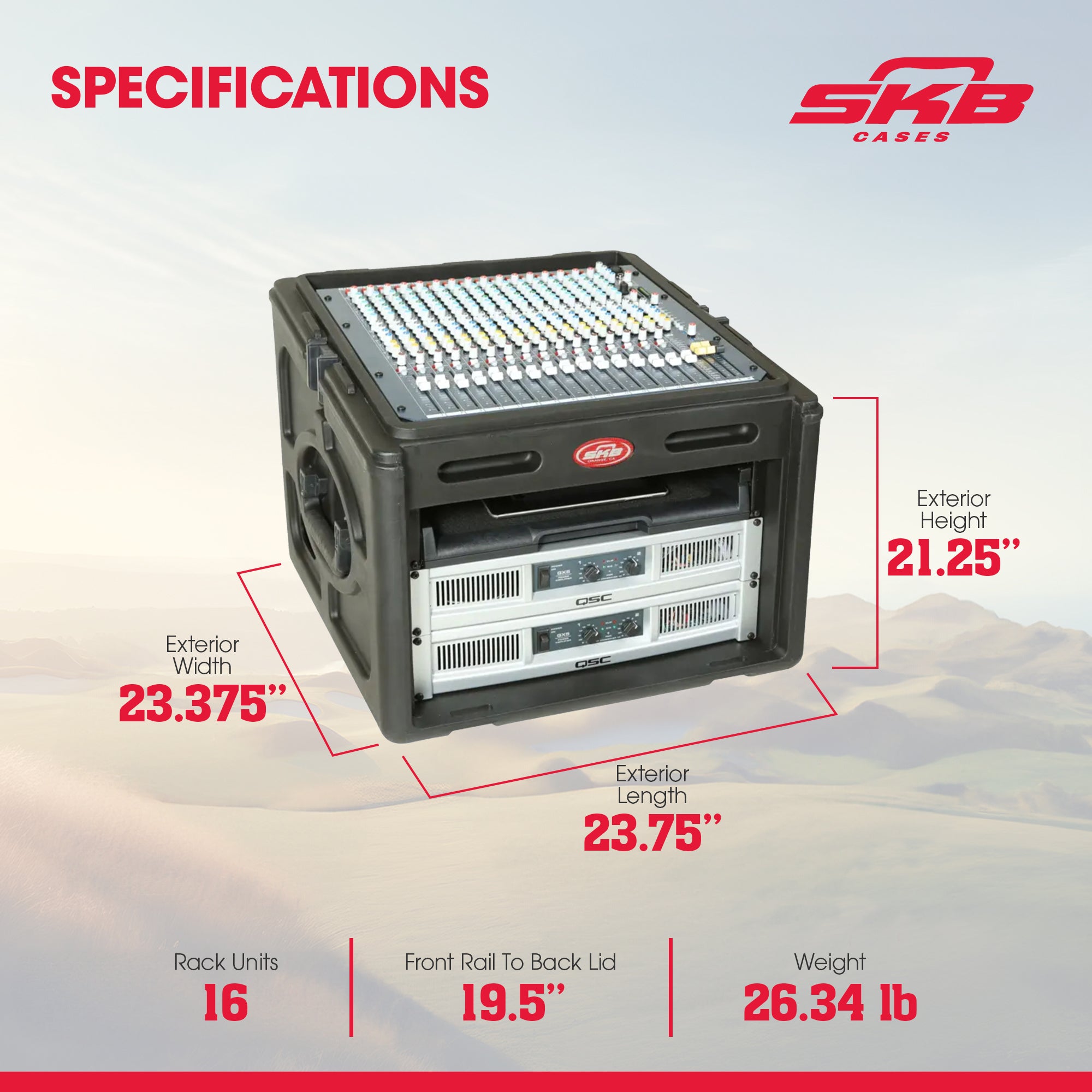 SKB Roto Rack/Mixer Console, 10U Slanted Rackmount on top, 6U Rackmount in Front - VMInnovations