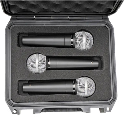 SKB Microphone Hard Case, Polypropylene Shell with 3-Slot Foam Interior, Black - VMInnovations