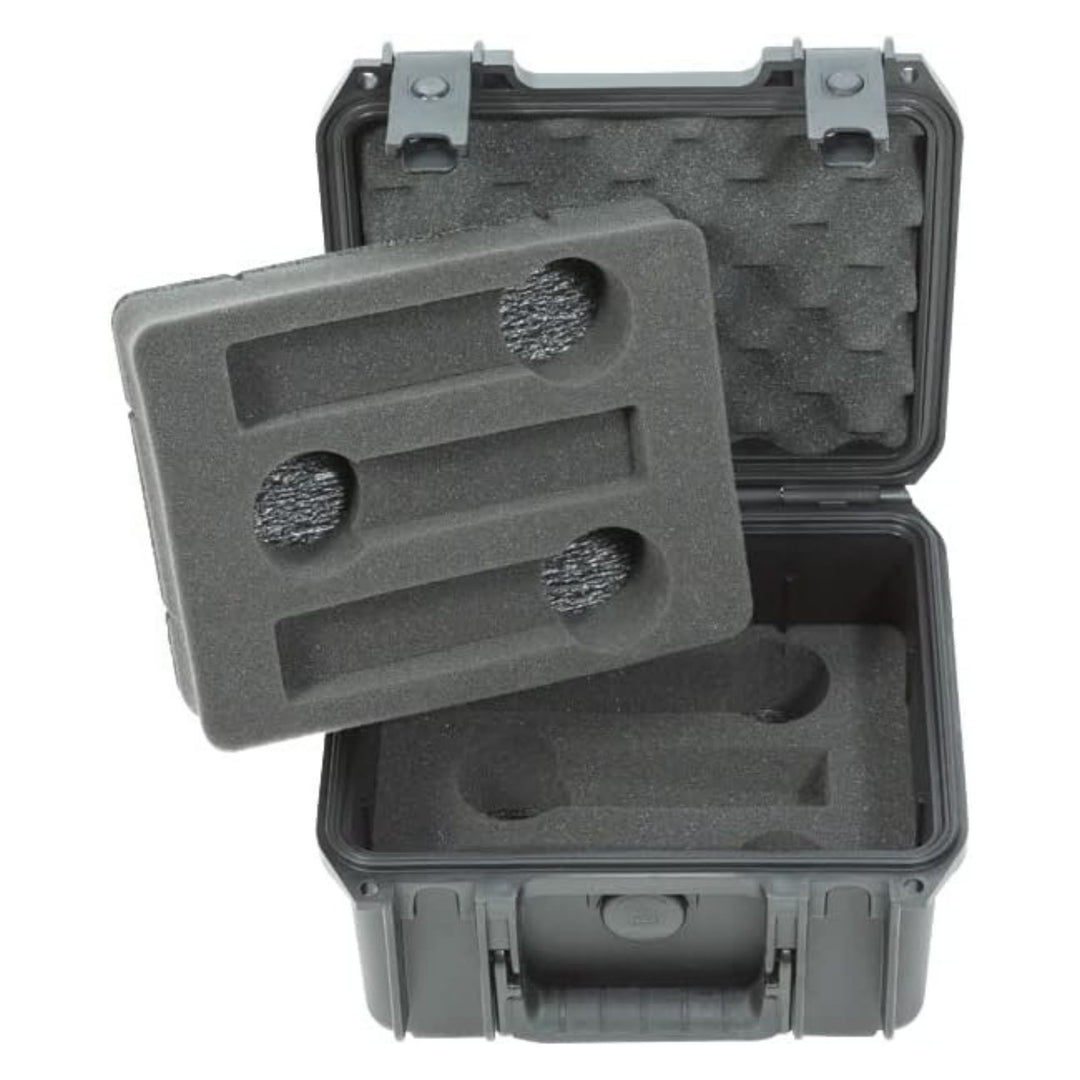 SKB Microphone Hard Case, Polypropylene Shell with 6-Slot Foam Interior, Black