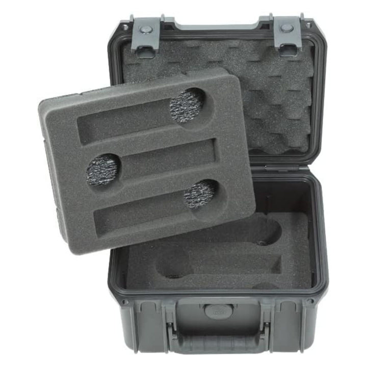 SKB Microphone Hard Case, Polypropylene Shell with 6-Slot Foam Interior, Black