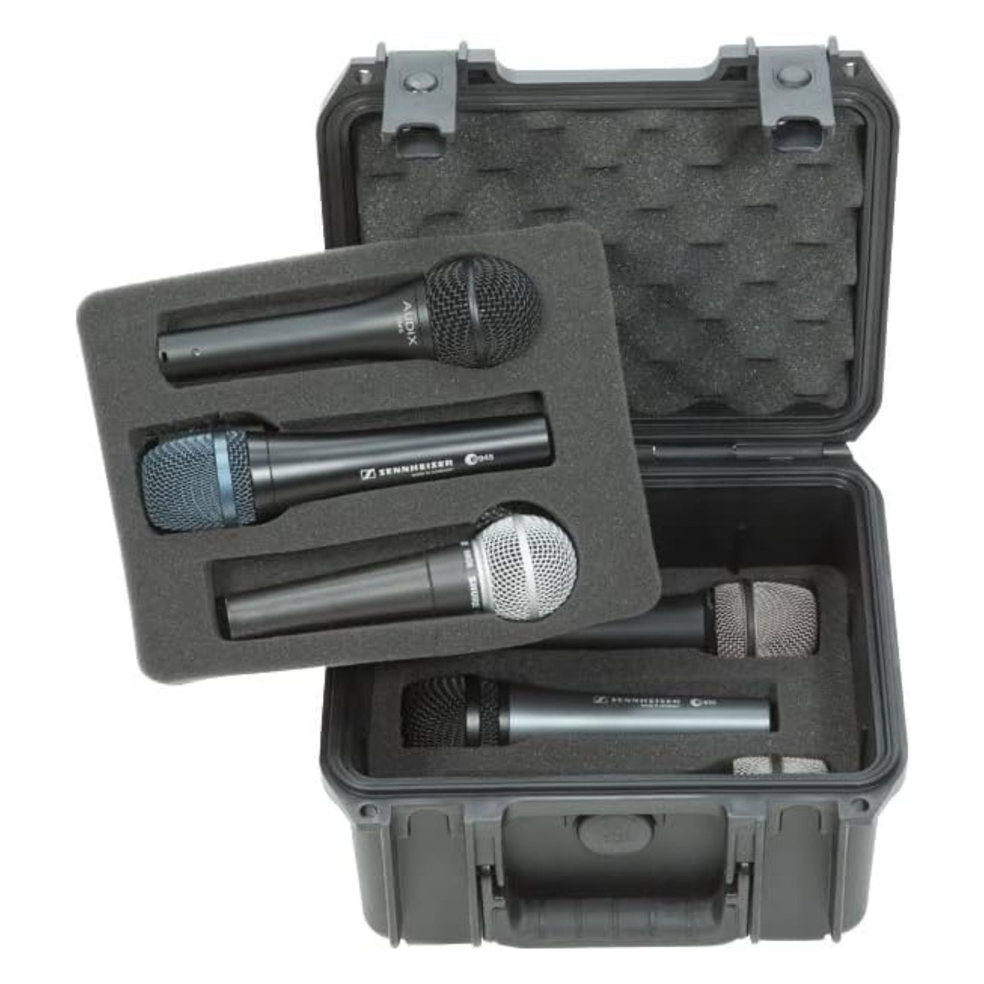 SKB Microphone Hard Case, Polypropylene Shell with 6-Slot Foam Interior, Black - VMInnovations