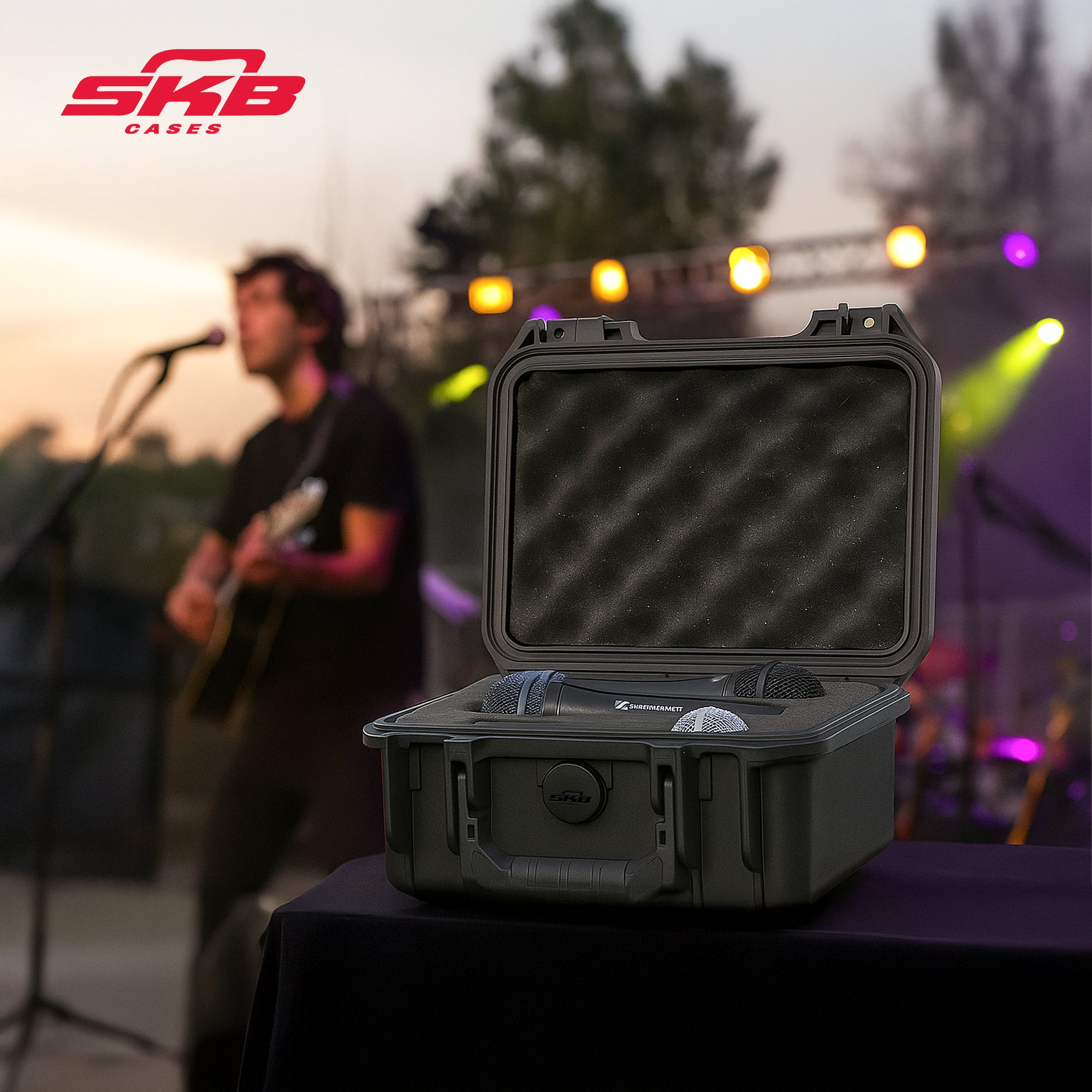 SKB Microphone Hard Case, Polypropylene Shell with 6-Slot Foam Interior, Black - VMInnovations