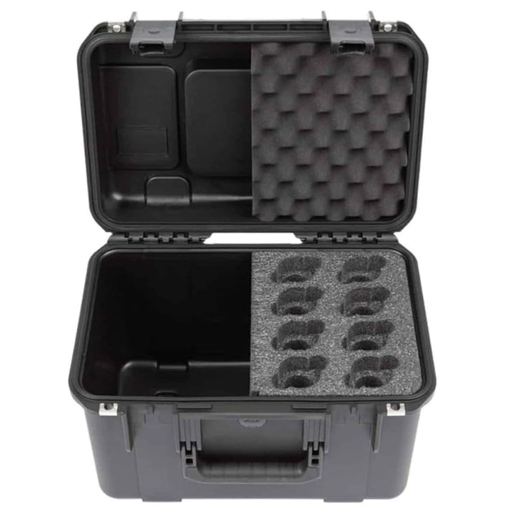 SKB Microphone Hard Case, 8-Slot Foam Interior with Cable Storage and Wheels