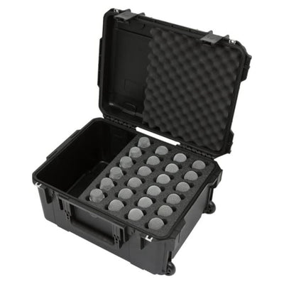 SKB Microphone Hard Case, 24-Slot Foam Interior with Cable Storage and Wheels - VMInnovations