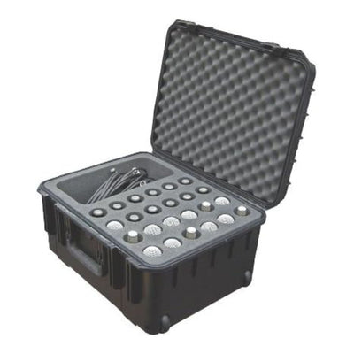 SKB Microphone Hard Case, 24-Slot Foam Interior with Cable Storage and Wheels - VMInnovations