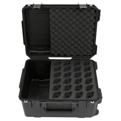 SKB Microphone Hard Case, 24-Slot Foam Interior with Cable Storage and Wheels - VMInnovations