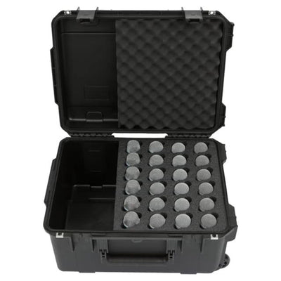 SKB Microphone Hard Case, 24-Slot Foam Interior with Cable Storage and Wheels - VMInnovations
