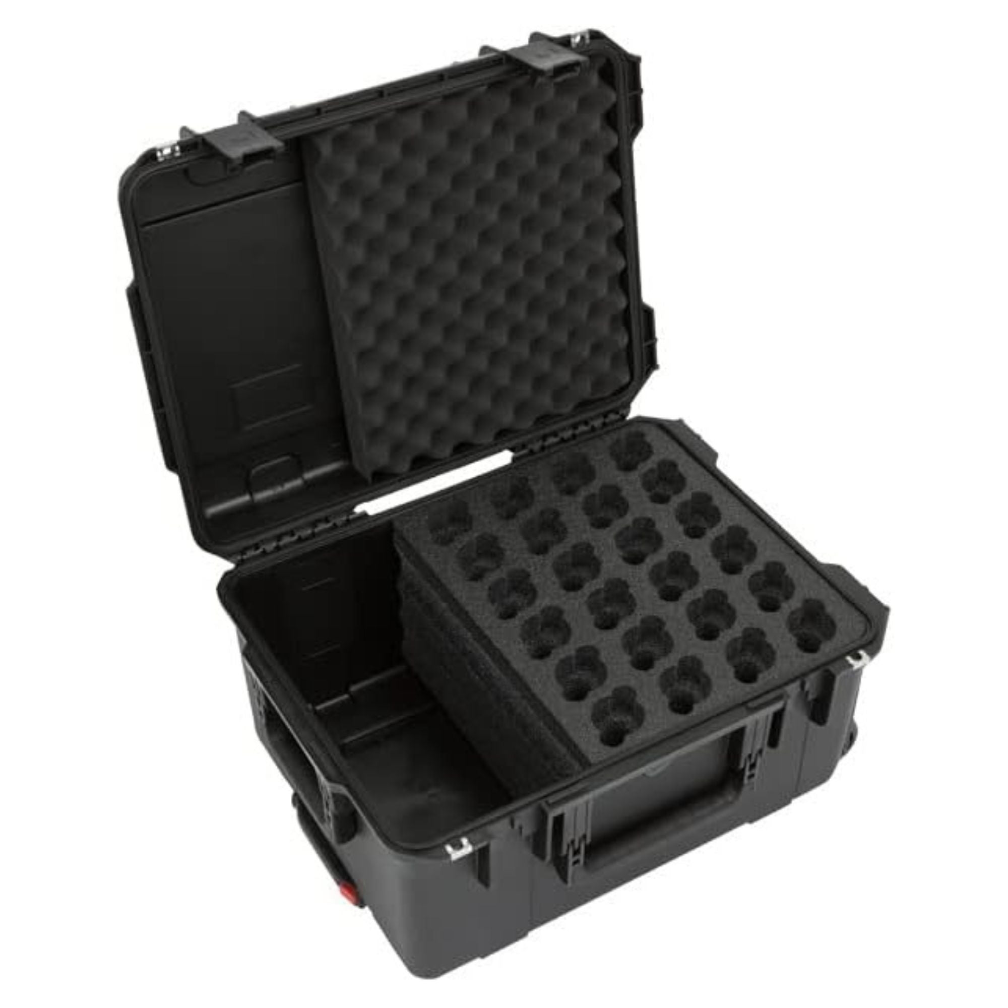 SKB Microphone Hard Case, 24-Slot Foam Interior with Cable Storage and Wheels - VMInnovations