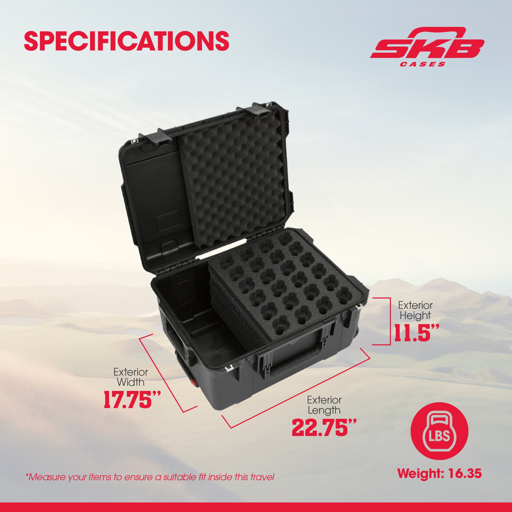 SKB Microphone Hard Case, 24-Slot Foam Interior with Cable Storage and Wheels - VMInnovations