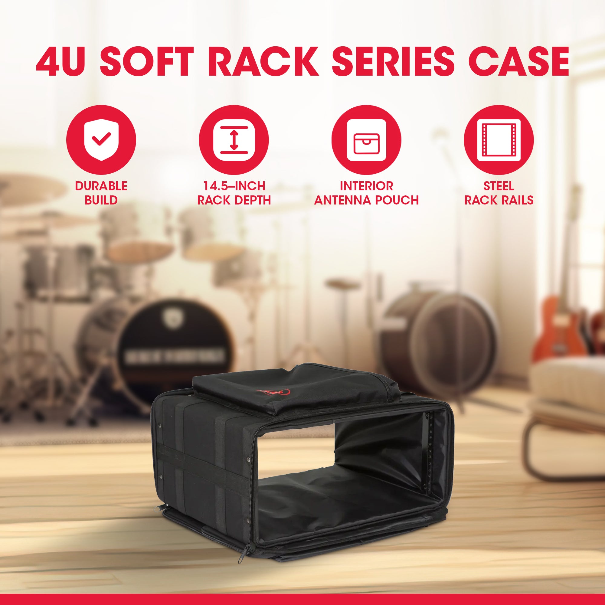 SKB Cases 4U Soft Rack Case for Wireless Microphone Systems with Steel Rails - VMInnovations